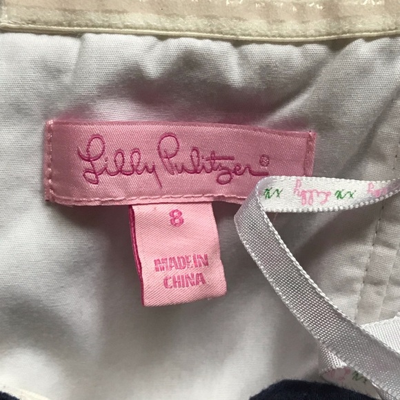 LILLY PULITZER Strapless Navy A-Line Dress with White Trim - Picture 12 of 13